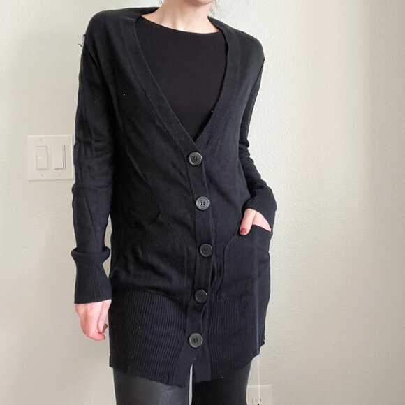 Vintage 2000s Black Oversized Slouchy Cardigan – Mary Kate & Ashley Olsen Vibes - Picture 1 of 7